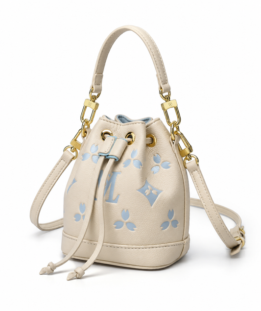 NOLEVIA Embossed Logo Bucket Bag