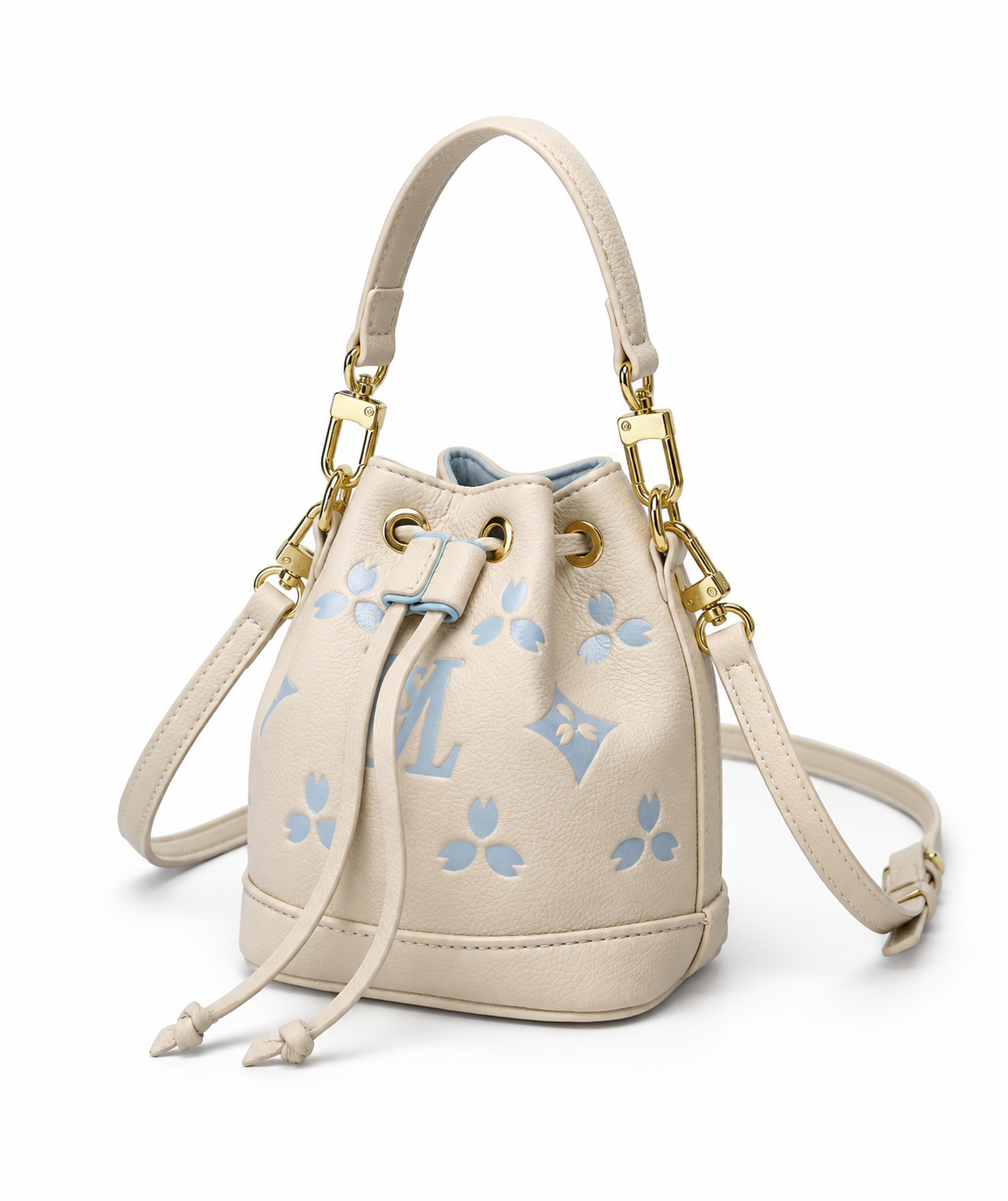 NOLEVIA Embossed Logo Bucket Bag