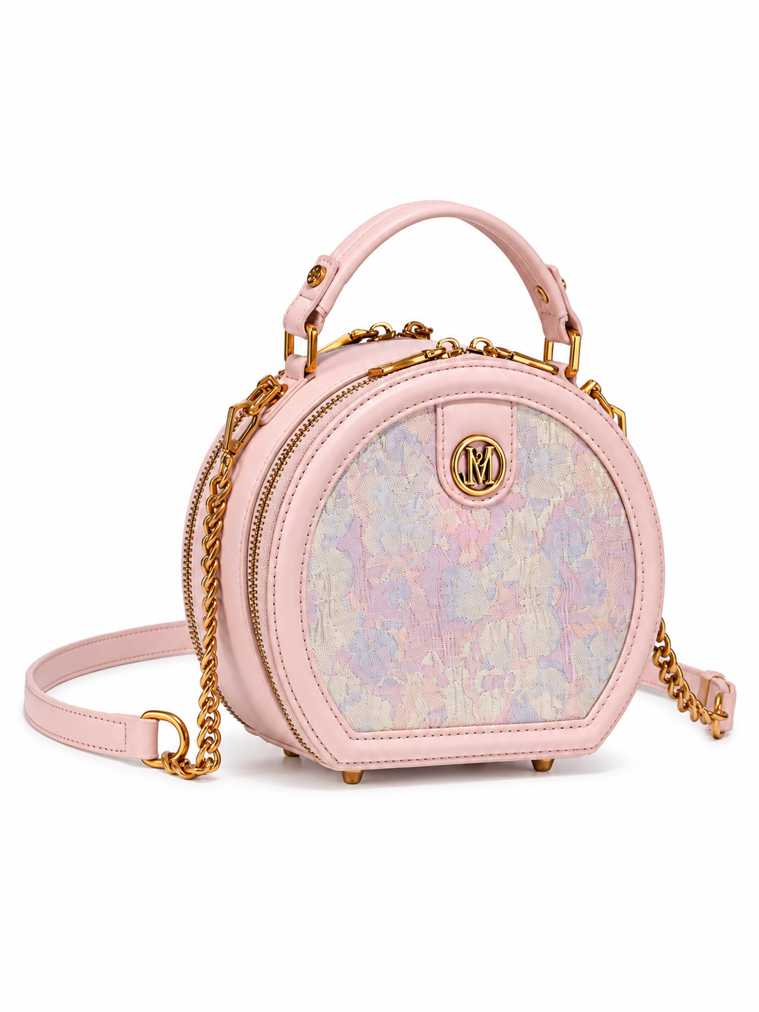 NOLEVIA Embroidered Round Shoulder Bag