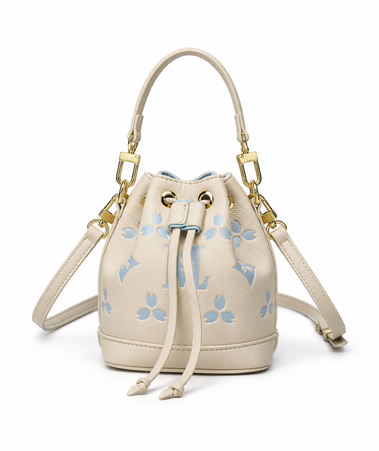 NOLEVIA Embossed Logo Bucket Bag